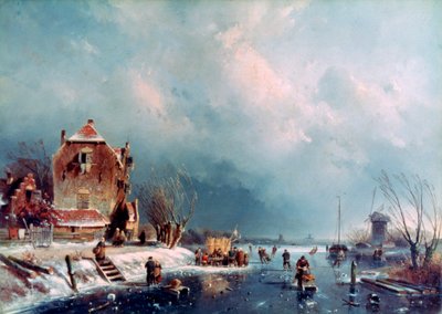 Río congelado de Andreas Schelfhout