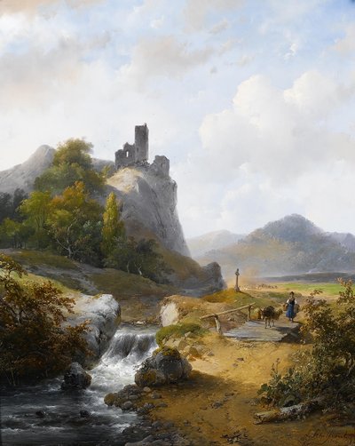 Paisaje alemán con ruinas de Andreas Schelfhout