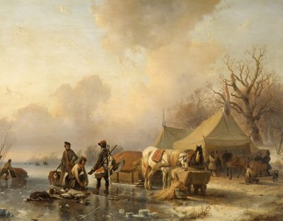 Escena de invierno con trineo, 1840 de Andreas Schelfhout