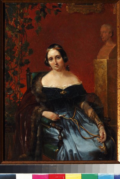 Retrato de Anna Alexeevna Andrault (1808-1888), nee Olenina par Popov, Andrei Andreyevich (1832-1896). Óleo sobre cartón de Andrei Andreevich Popov