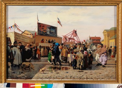 Stands de feria en el mercado oriental de Tula (Rusia). Pintura de Andrei Andreyevich Popov (1832-1896), óleo sobre lienzo de Andrei Andreevich Popov
