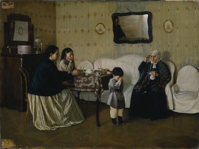 Una mañana en familia. Enseñar al niño a rezar, 1871 de Andrei Antipovich Rumyantsev