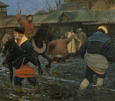 Calle de Moscú del siglo XVII en un día festivo de Andrei Petrovich Ryabushkin