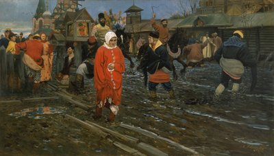 Calle de Moscú del siglo XVII en un día festivo, 1895 de Andrei Petrovich Ryabushkin