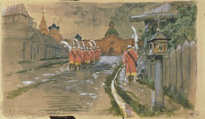 Patrulla de Strelets en las Puertas de Ilyinsky en el Viejo Moscú, 1897 de Andrei Petrovich Ryabushkin