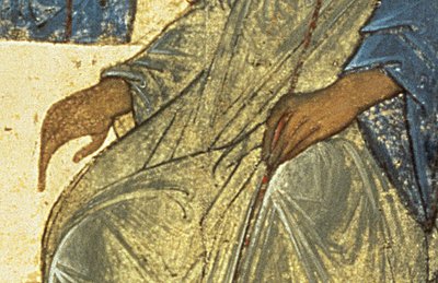 (detalle) La Santísima Trinidad de Andrei Rublev