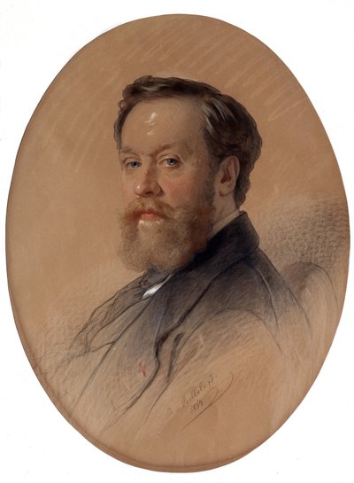 ""Retrato del mariscal de la nobleza V Y Tulinov"" (Retrato del mariscal de la nobleza V.Y. Tulinov) Dibujo al pastel de Andrei Belloli (1820-1881) 1868 Museo de Bellas Artes Ivan Kramskoy (o Kramskoi) en Voronezh (Voronezh) , Rusia. de Andrej Franzowitsch Belloli