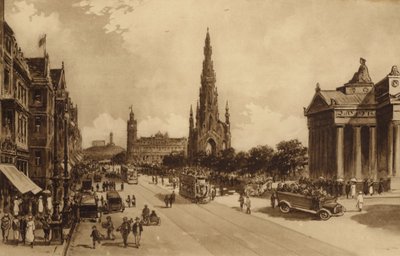 Edimburgo: Princes Street desde el montículo (lito) de Andrew Allan
