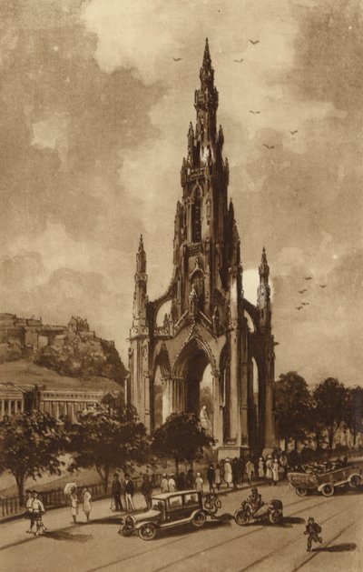 Edimburgo: Monumento a Scott, Princes Streek (lito) de Andrew Allan