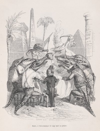 Amigos, el sabio coloca su gloria en comer bien de Escenas de la vida privada..., ca. 1837-47 de Andrew Best Leloir