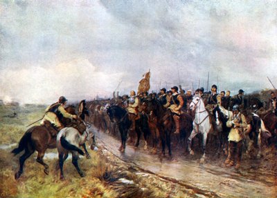 Oliver Cromwell y sus tropas en Dunbar cantando el Salmo 118, 1926 de Andrew Carrick Gow