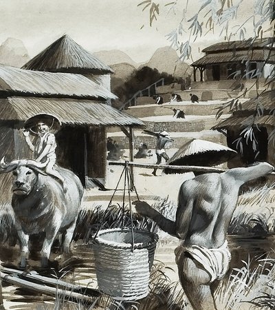 Agricultura en China (gouache sobre papel) de Andrew Howat