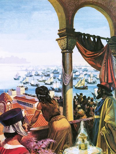Flota de la Cuarta Cruzada llegando a Constantinopla en 1203 de Andrew Howat