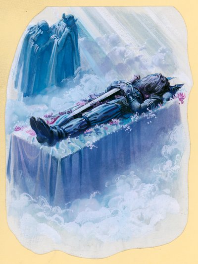 Escena de Beowulf (gouache sobre papel) de Andrew Howat