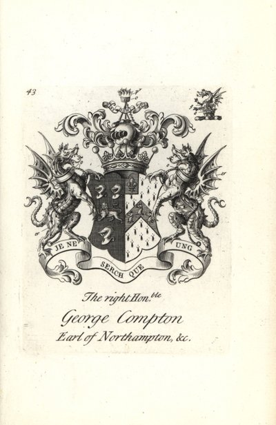 Escudo de armas y cresta del muy honorable George Compton, 6º Conde de Northampton de Andrew Johnston