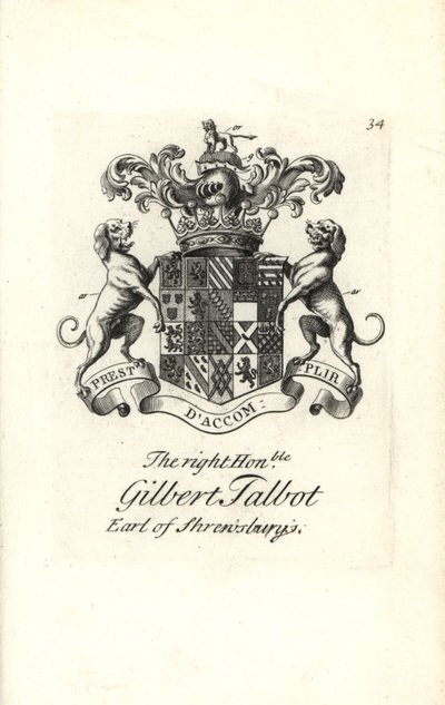 Escudo de armas y cresta del honorable Gilbert Talbot de Andrew Johnston