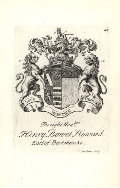 Escudo de armas y cresta del honorable Henry Bowes Howard de Andrew Johnston