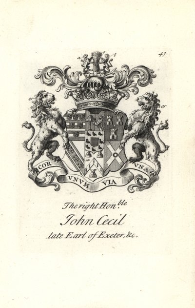 Escudo de armas y cresta del muy honorable John Cecil, 6º Conde de Exeter de Andrew Johnston