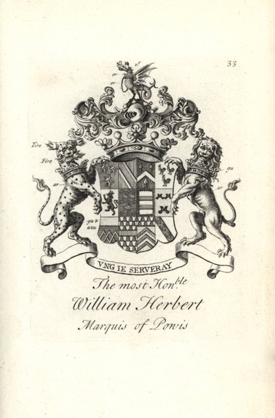 Escudo de armas y cresta del honorable William Herbert, 2º Marqués de Powis de Andrew Johnston