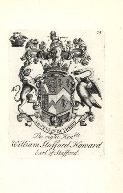 Escudo de armas y cresta del honorable William Stafford Howard, 2º Conde de Stafford de Andrew Johnston