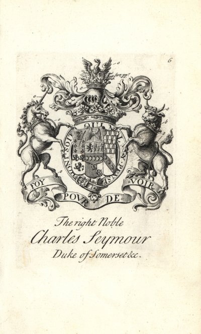 Escudo de armas y cresta del noble Charles Seymour, 6º Duque de Somerset de Andrew Johnston