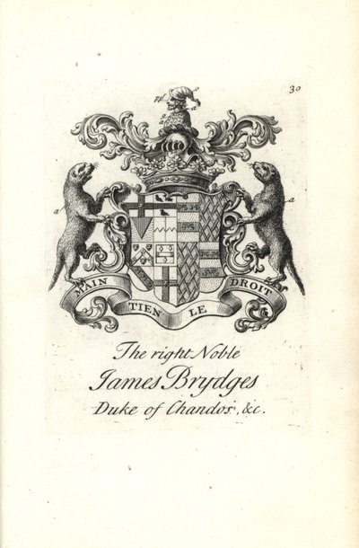 Escudo de armas y cresta del muy noble James Brydges, Duque de Chandos de Andrew Johnston