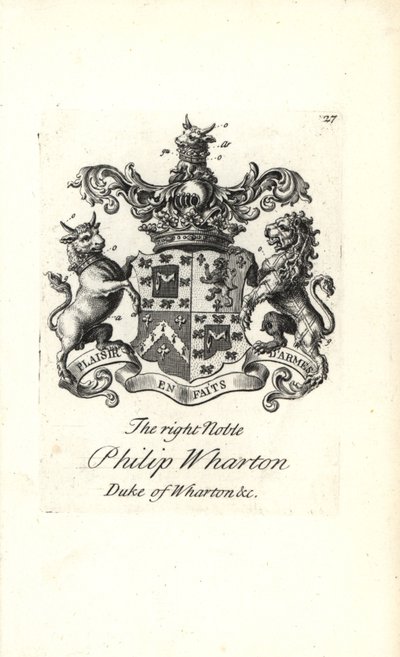 Escudo de armas y cresta del muy noble Philip Wharton de Andrew Johnston