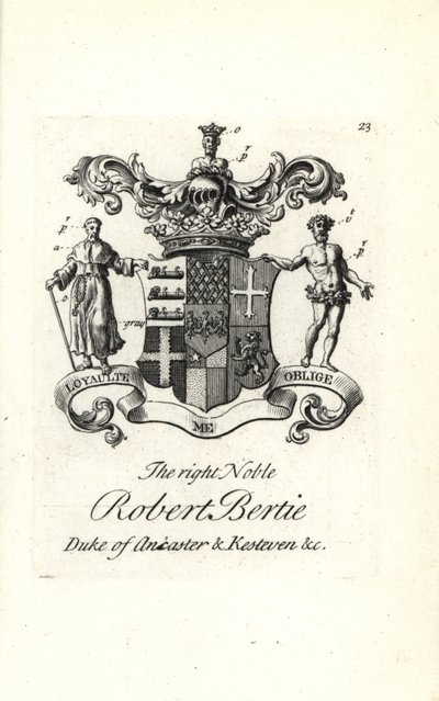 Escudo de armas y cresta del muy noble Robert Bertie de Andrew Johnston