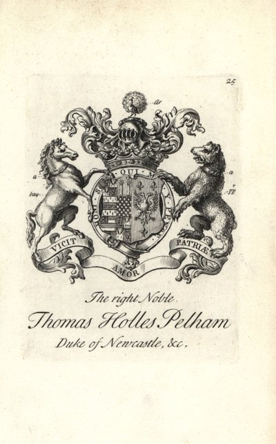 Escudo de armas y cresta del noble Thomas Holles Pelham de Andrew Johnston