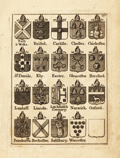 Escudo de armas de los Obispos de Bath & Wells, Bristol, Carlisle, Chester, Chichester, etc. de Andrew Johnston