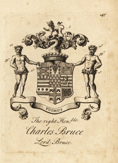 Escudo de armas del Muy Honorable Charles Bruce, Lord Bruce, 3er Conde de Ailesbury, 4º Conde de Elgin de Andrew Johnston