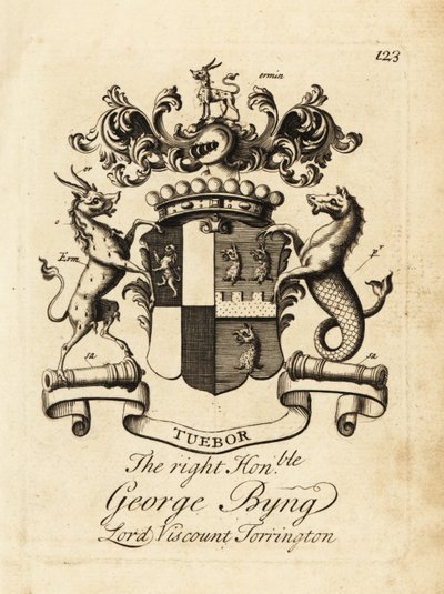 Escudo de armas del Muy Honorable George Byng, Lord 1er Vizconde Torrington de Andrew Johnston