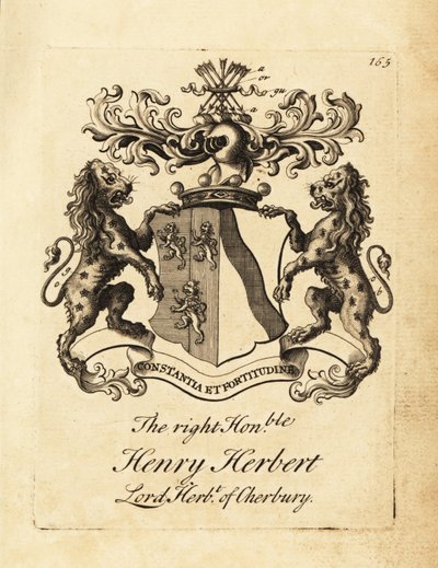 Escudo de armas del Muy Honorable Henry Herbert, Lord Herbert de Cherbury, Barón Herbert de Cherbury (o Chirbury) de Andrew Johnston
