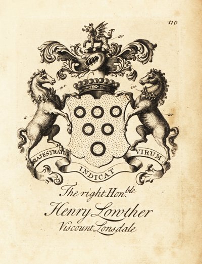 Escudo de armas del Muy Honorable Henry Lowther, 3er Vizconde Lonsdale (1694-1751) de Andrew Johnston