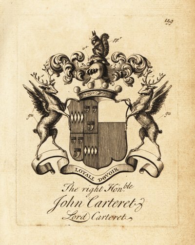 Escudo de armas del Muy Honorable John Carteret, Lord Carteret, 2º Conde Granville, 7º Señor de Sark de Andrew Johnston