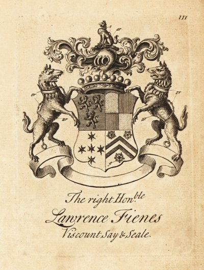 Escudo de armas del Muy Honorable Lawrence Fienes, 5º Vizconde Saye y Sele (1690-1742) de Andrew Johnston