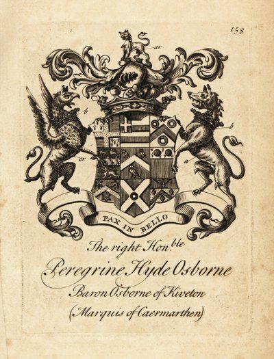 Escudo de armas del Muy Honorable Peregrine Hyde Osborne, 2º Duque de Leeds, Vizconde Osborne, Conde de Danby, Marqués de Carmarthen de Andrew Johnston