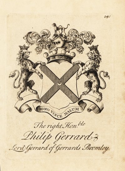 Escudo de armas del Muy Honorable Philip Gerrard, Lord Gerrard de Gerrards Bromley, 7º Barón Gerard de Andrew Johnston