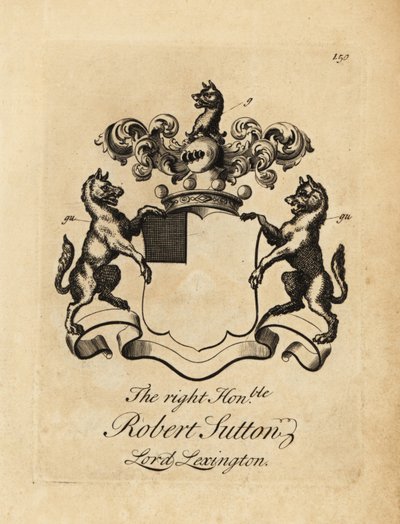 Escudo de armas del Muy Honorable Robert Sutton, Lord Lexington, 2º Barón Lexington (1662-1723) de Andrew Johnston