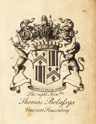 Escudo de armas del Muy Honorable Thomas Belasyse, Conde de Fauconberg o Thomas Belassys, Vizconde de Fauconberg (1699-1774) de Andrew Johnston