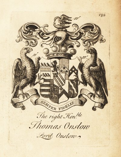 Escudo de armas del Muy Honorable Thomas Onslow, Lord Onslow, 2º Barón Onslow de Andrew Johnston