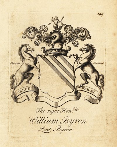 Escudo de armas del Muy Honorable William Byron, Lord Byron, 4º Barón Byron (1670-1736) de Andrew Johnston