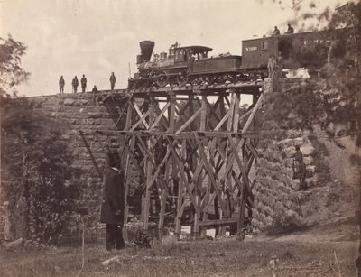 Puente en el ferrocarril de Orange y Alejandría, reparado por ingenieros del ejército bajo el coronel Herman Haupt, 1865 de Andrew Joseph Russell