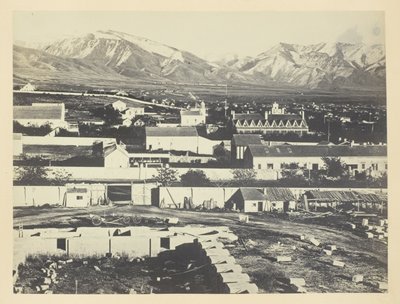 Salt Lake City, Camp Douglas y las montañas Wasatch al fondo de Andrew Joseph Russell