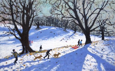 Día de Navidad, Abadía de Calke, Derby, 2017 (óleo sobre lienzo) de Andrew Macara