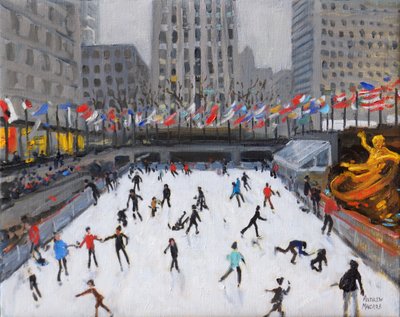 Patinaje navideño, Pista de Hielo Rockefeller, Nueva York de Andrew Macara