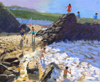 Escalando en las rocas, St Ives de Andrew Macara