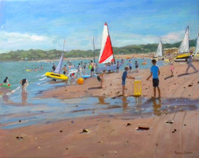 Cricket y vela roja y blanca, Abersoch de Andrew Macara