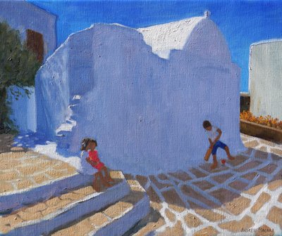 Críquet junto al Muro de la Iglesia, Mykonos de Andrew Macara