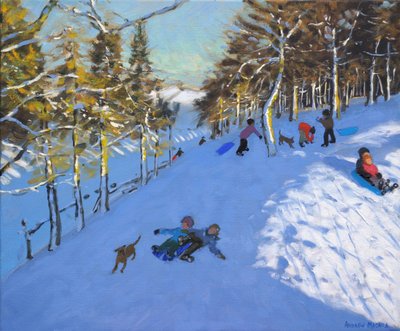 Familia en trineo, Youlgreave, Derbyshire de Andrew Macara